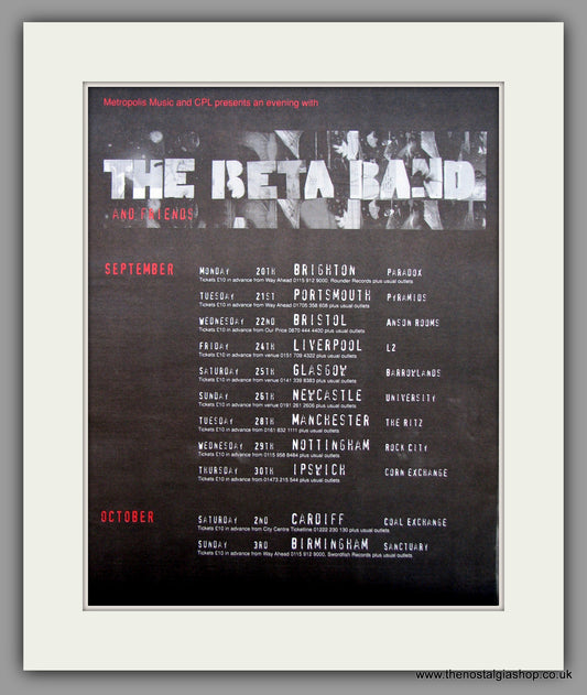 Beta Band (The) And Friends-Tour Dates. Original Vintage Advert 1999 (ref AD10633)