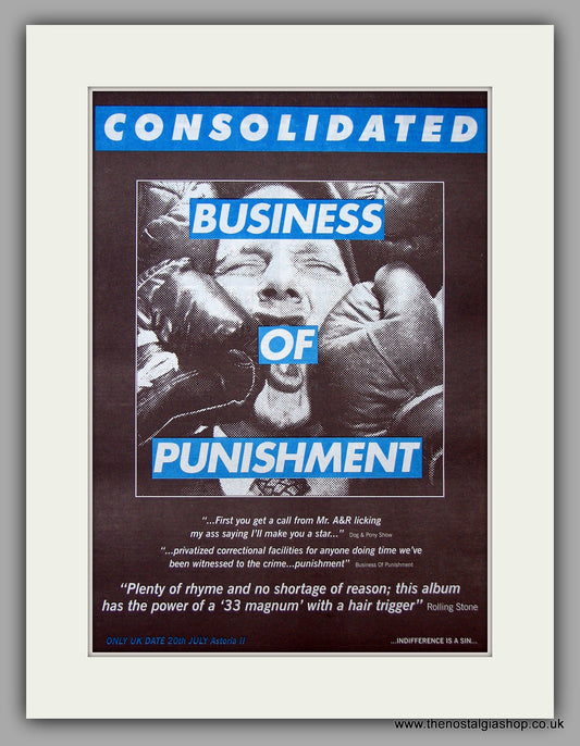 Consolidated - Business Of Punishment.  Original Vintage Advert 1994 (ref AD10700)