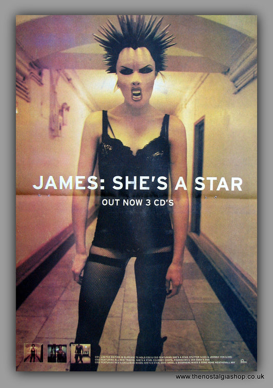 James - She's A Star. Large Original Vintage Advert 1997 (ref AD10836)