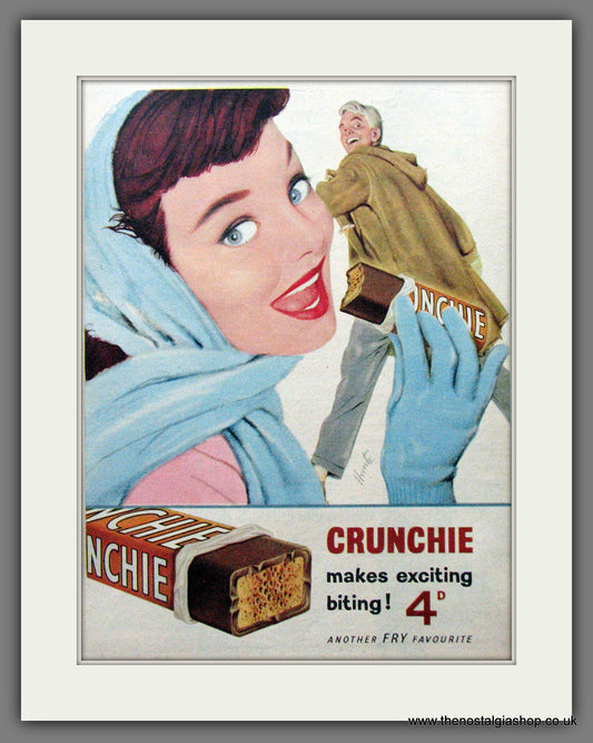 Crunchie Chocolate Bar from Fry. Original Advert 1957 (ref AD55283)