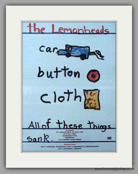 Lemonheads (The) - Car, Button, Cloth. Original Vintage Advert 1996 (ref AD10873)