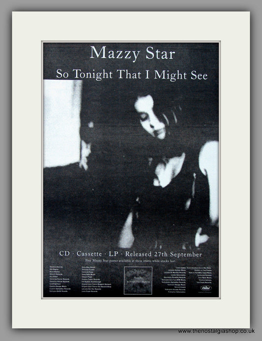 Mazzy Star - So Tonight That I Might See. Original Vintage Advert 1993 (ref AD10880)