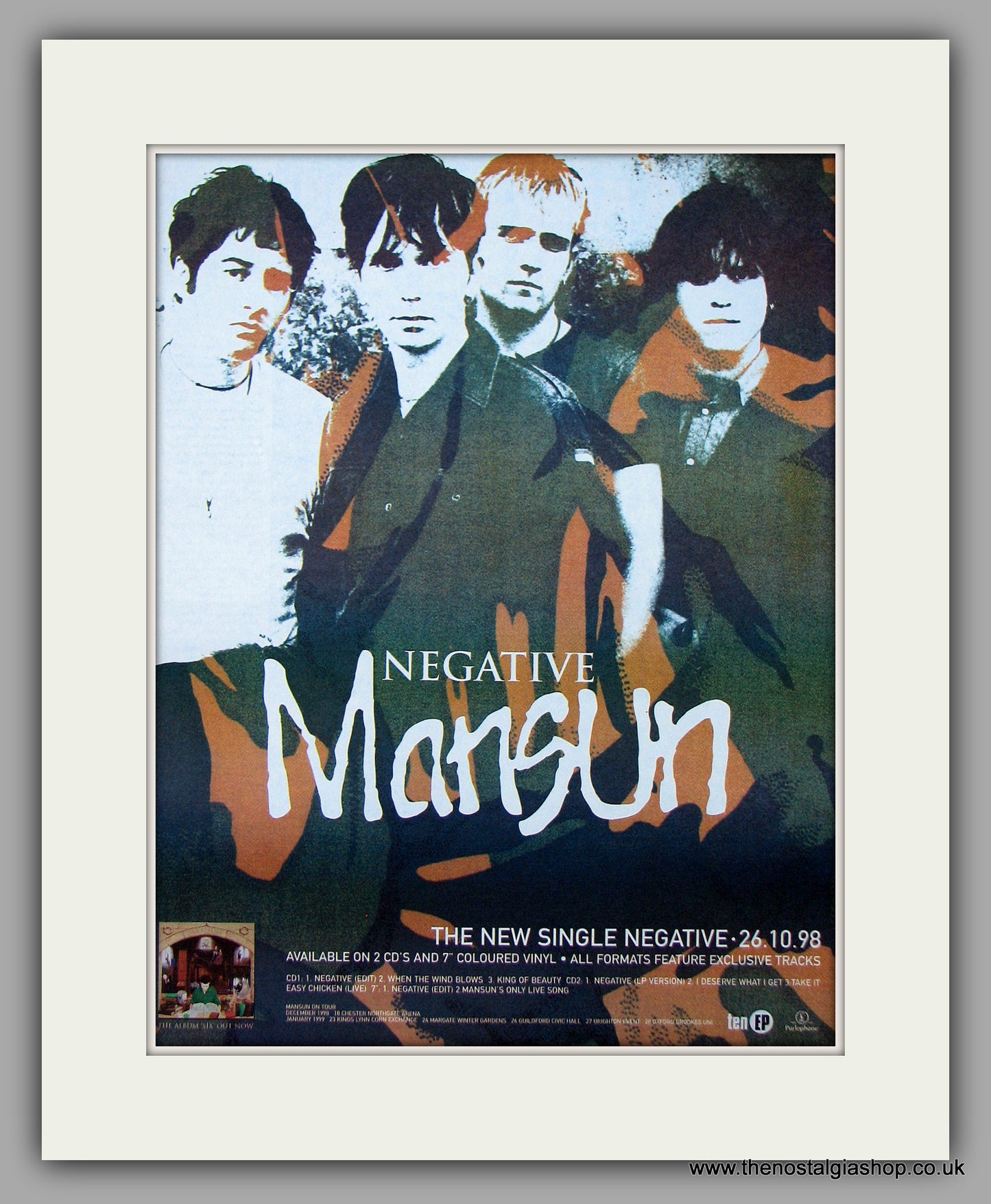 Mansun - Negative. Original Vintage Advert 1998 (ref AD10893)