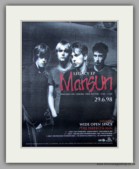 Mansun - Legacy EP. Original Vintage Advert 1998 (ref AD10894)