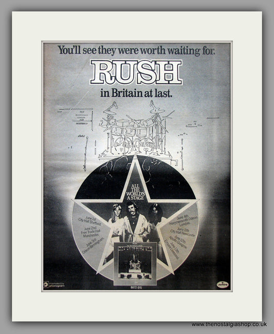 Rush. In Britain At Last! Original Vintage Advert 1977 (ref AD10763)