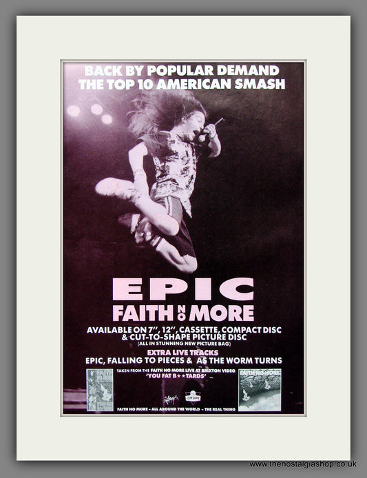 Faith No More. Epic. 1990 Original Advert (ref AD55401)