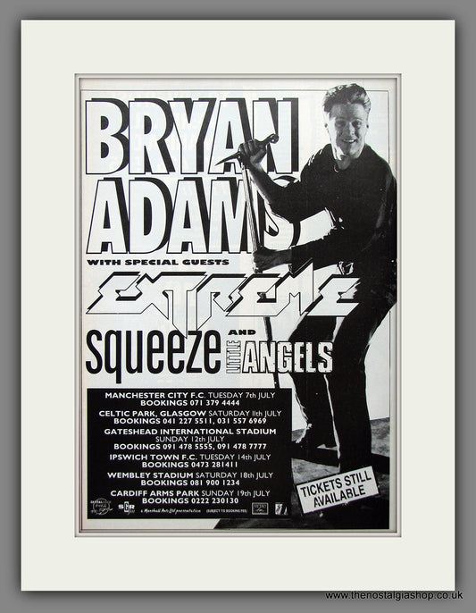 Bryan Adams. UK Tour with Squeeze/Extreme. 1992 Original Advert (ref AD55403)