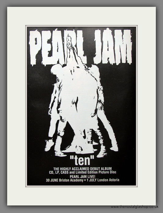 Pearl Jam. Ten. Debut Album. 1992 Original Advert (ref AD55404)