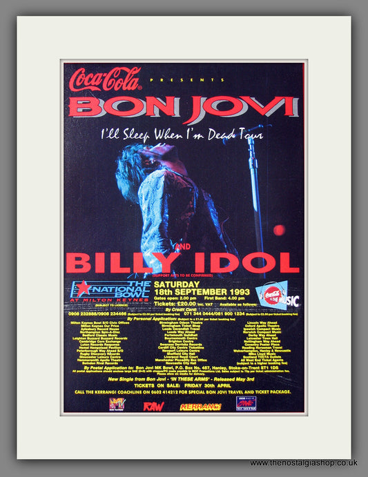 Bon Jovi and Billy Idol. Milton Keynes. 1993 Original Advert (ref AD55411)