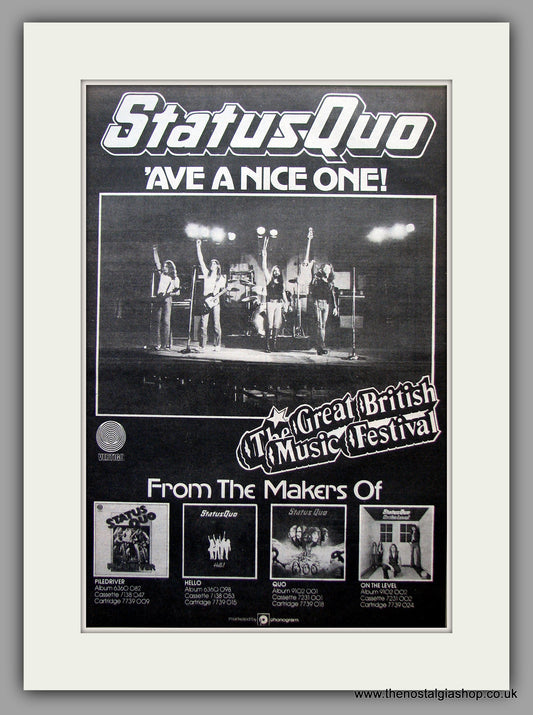 Status Quo. 'Ave A Nice One! Original Vintage Advert 1976 (ref AD10777)