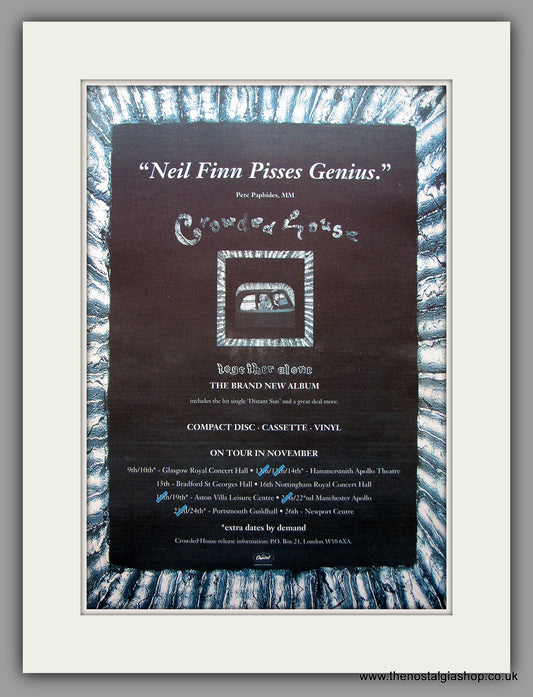 Neil Finn Pisses Genius Crowded House - Together Alone. Original Vintage Advert 1993 (ref AD10927)