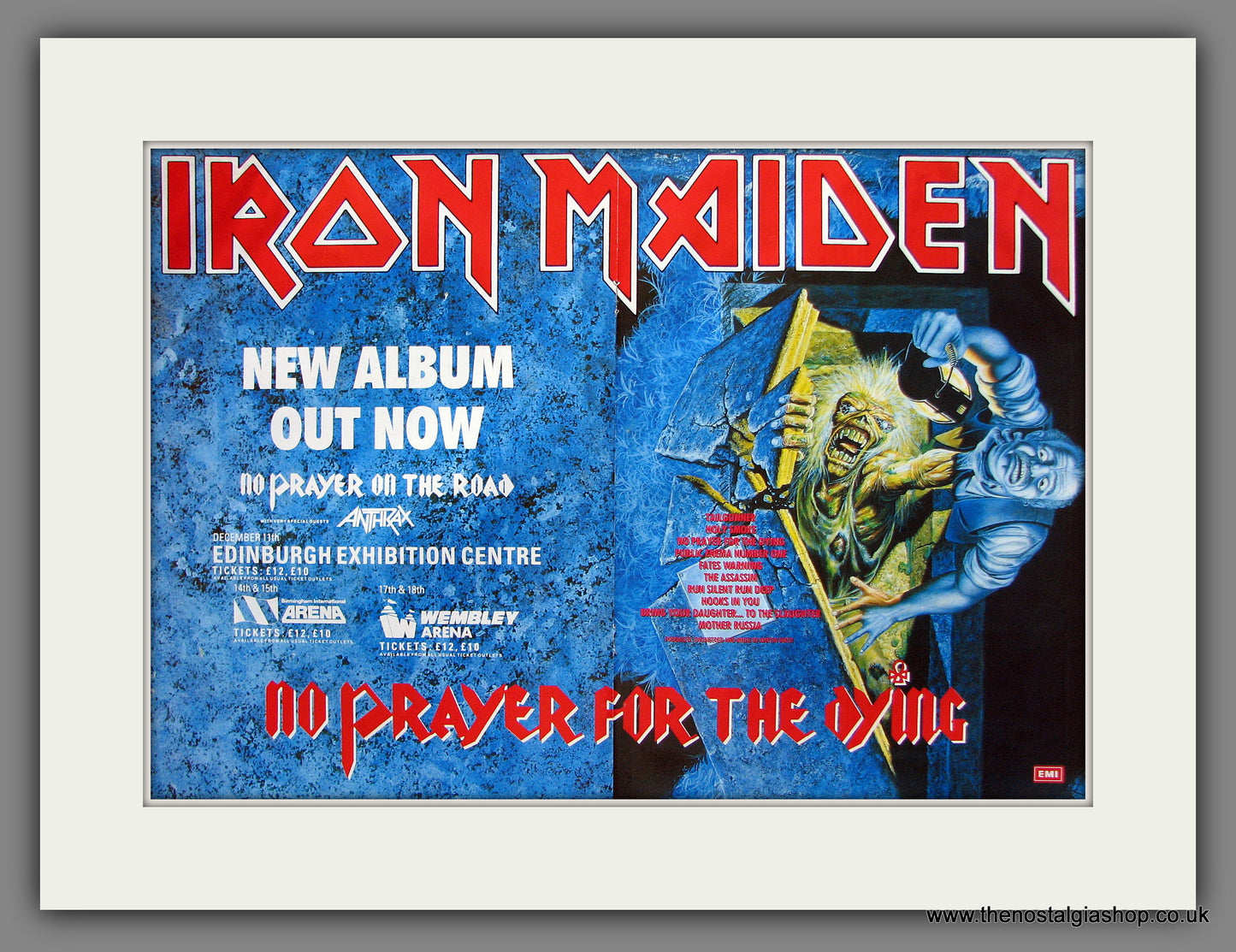 Iron Maiden. No Prayer For The Dying. UK Tour Dates. Original Music Advert 1990 (ref AD55476)