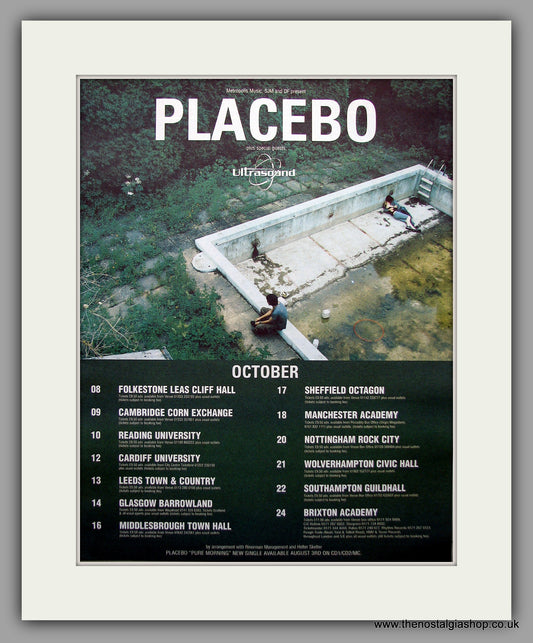 Placebo - Tour Dates October. Original Vintage Advert 1998 (ref AD10957)