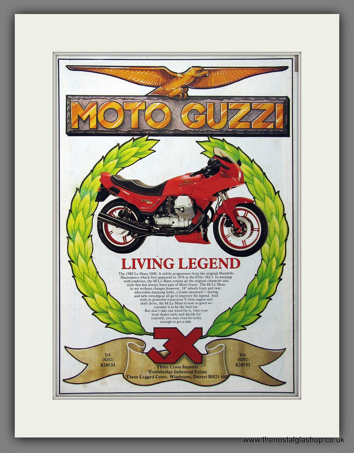 Moto Guzzi 1988 Le Mans 1000. Original advert 1988 (ref AD55378)