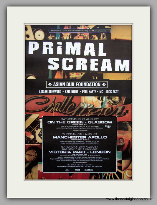 Primal Scream Asian Dub Foundation Tour Details. Original Vintage Advert 1997 (ref AD10990)