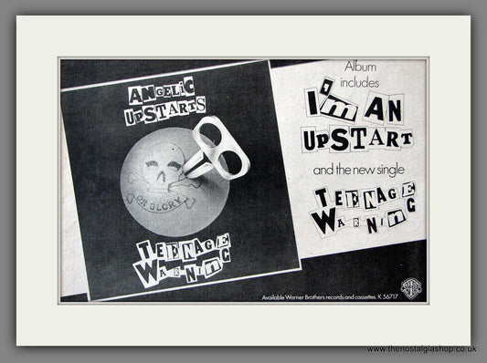 Angelic Upstarts. Teenage Warning. Original Music Advert 1979 (ref AD55487)