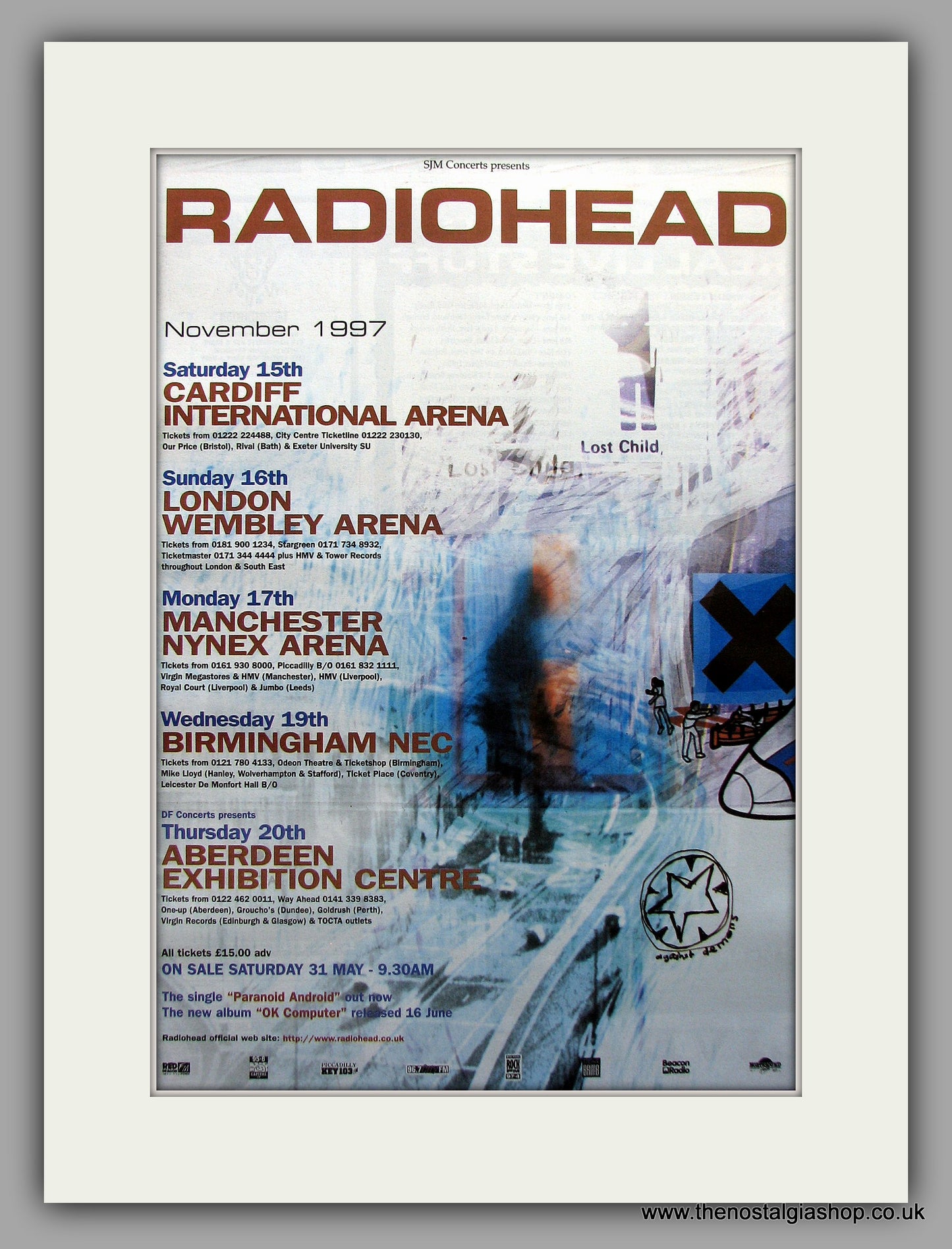 Radiohead. November 1997 Tour. Original Vintage Advert 1997 (ref AD56025)