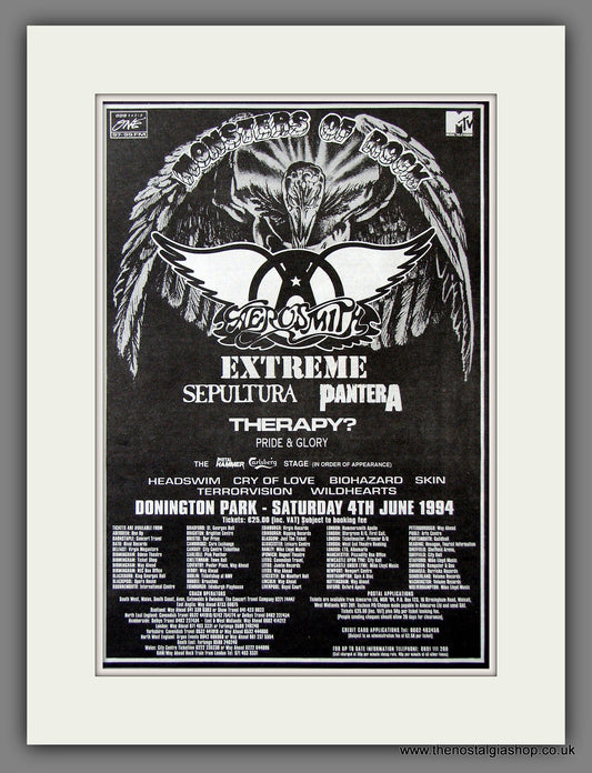 Monsters Of Rock '94. Aerosmith. Original Music Advert 1994 (ref AD55503)