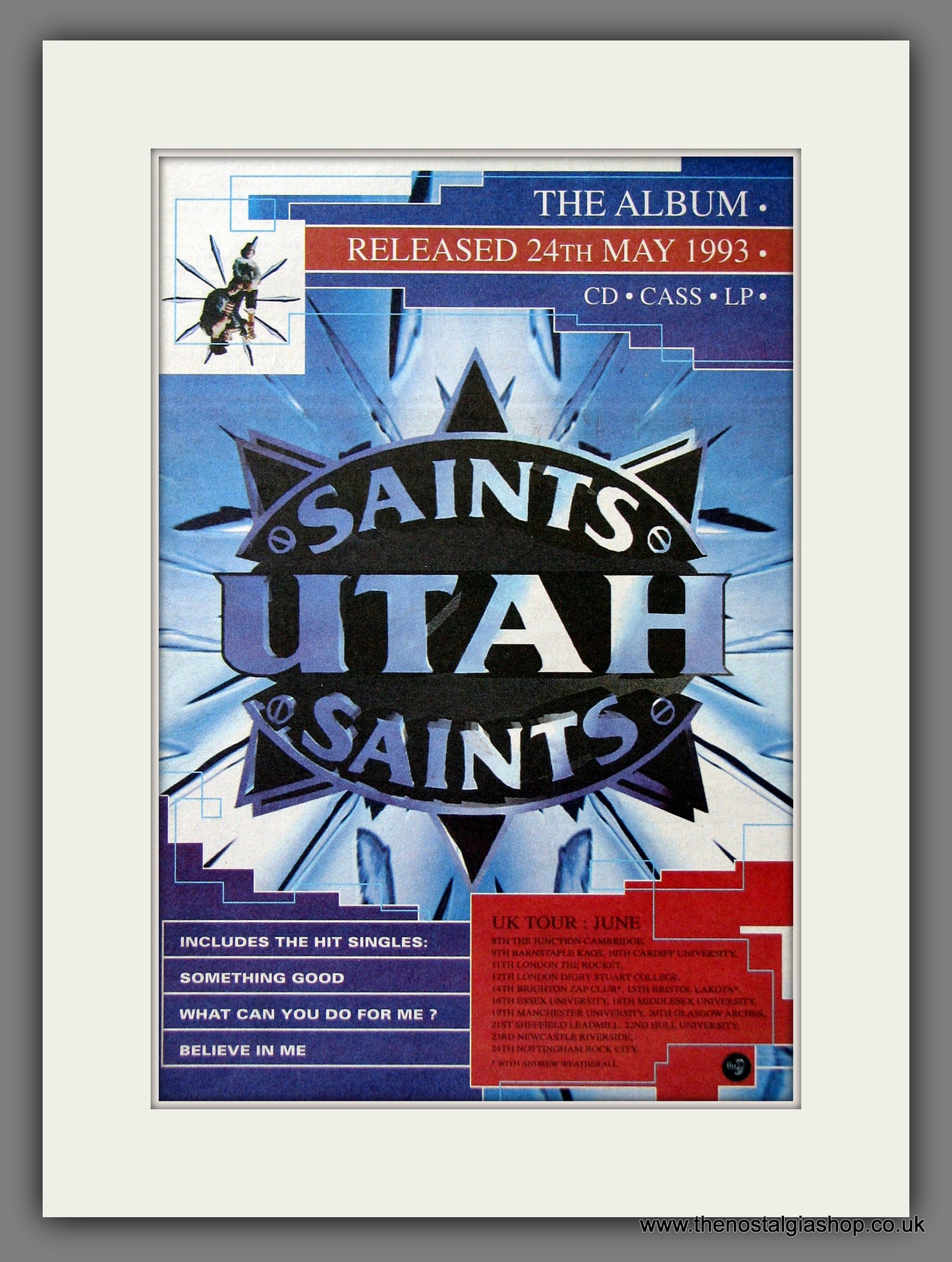 Utah Saints. Album and UK Tour. Original Music Advert 1993 (ref AD55497)