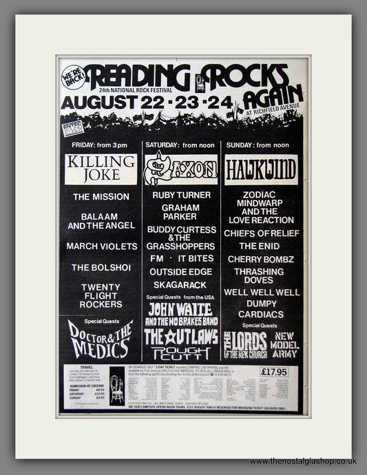 Reading Rock 1986. Hawkwind. Original Music Advert 1986 (ref AD55504)