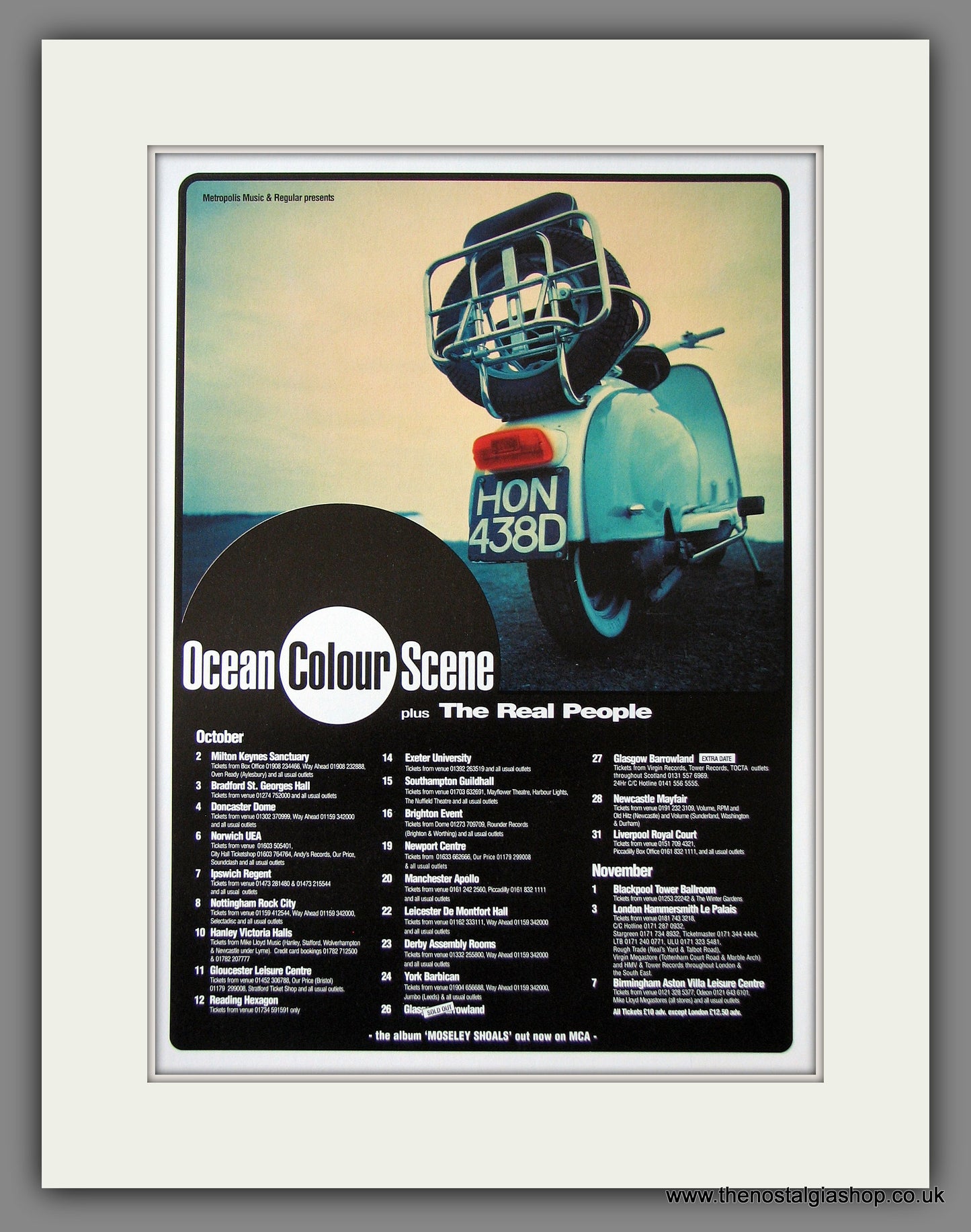 Ocean Colour Scene. UK Tour. Original Music Advert 1996 (ref AD55522)