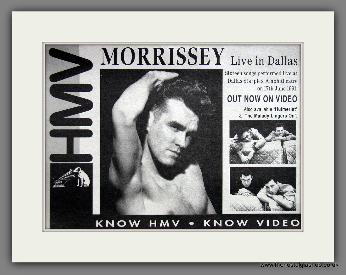 Morrissey. Live In Dallas. Original Music Advert 1993 (ref AD55558)