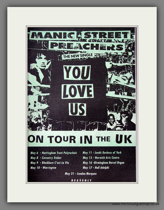 Manic Street Preachers. You Love Us. UK Tour. Original Music Advert 1991 (ref AD55559)