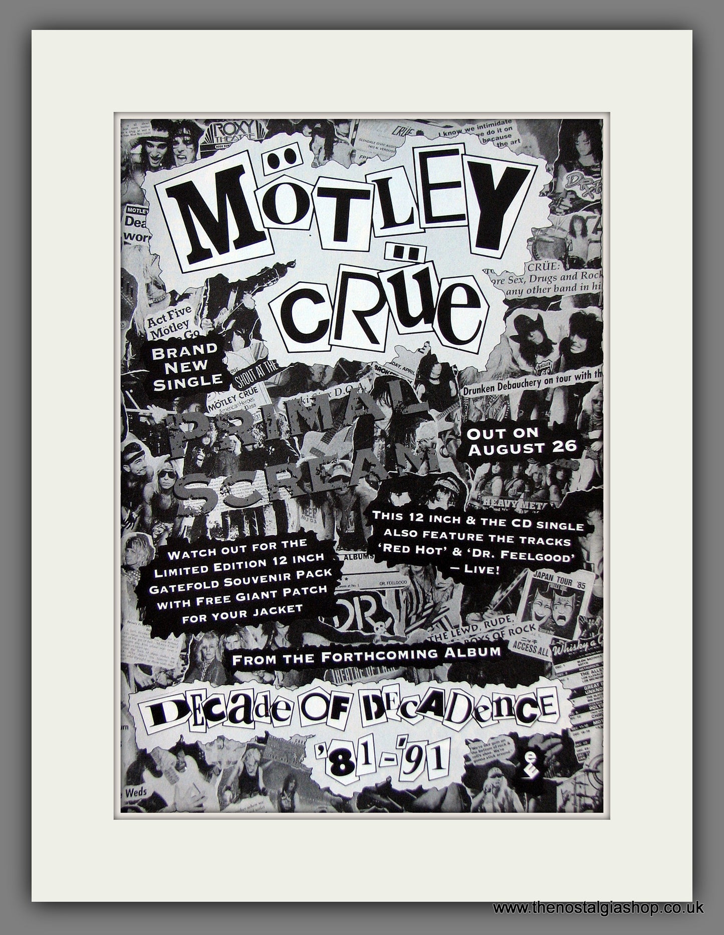 Motley Crue. Decade Of Decadence. Original Music Advert 1991 (ref AD55571)