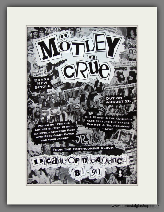 Motley Crue. Decade Of Decadence. Original Music Advert 1991 (ref AD55571)