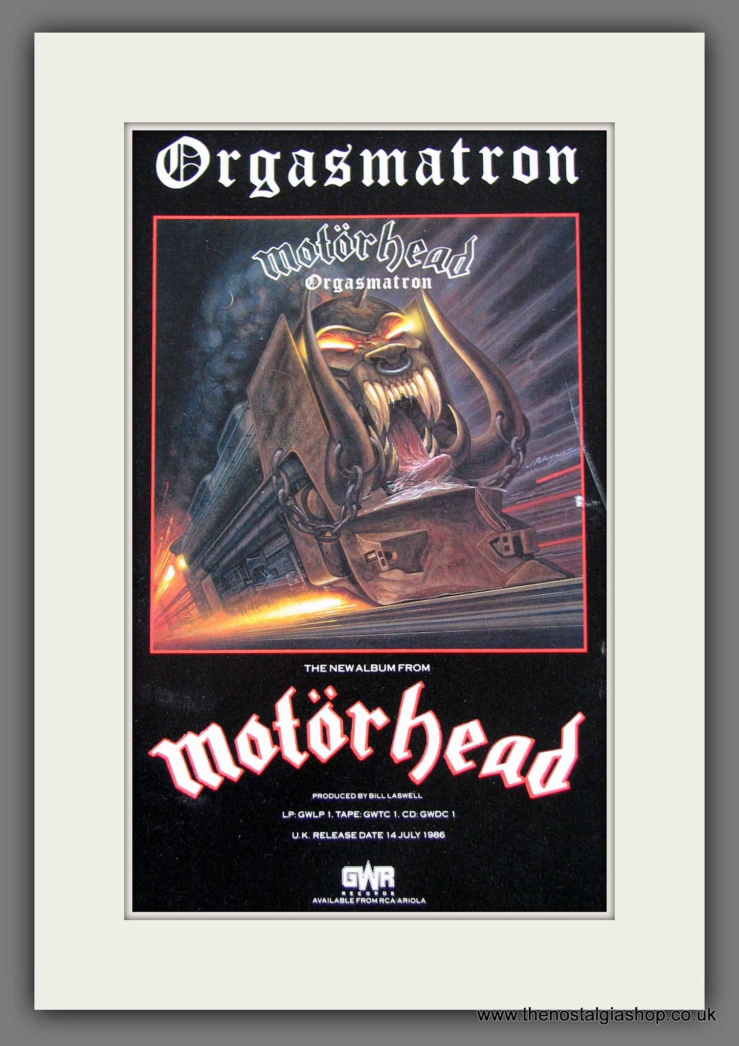 Motorhead. Orgasmatron. Original Music Advert 1986 (ref AD55573)