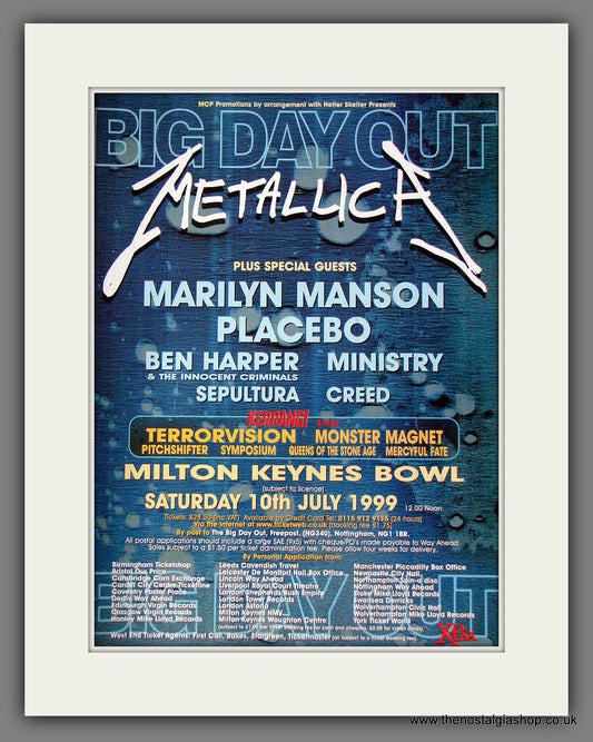 Metallica. Big Day Out. Milton Keynes 1999 Original Advert (ref AD55587)