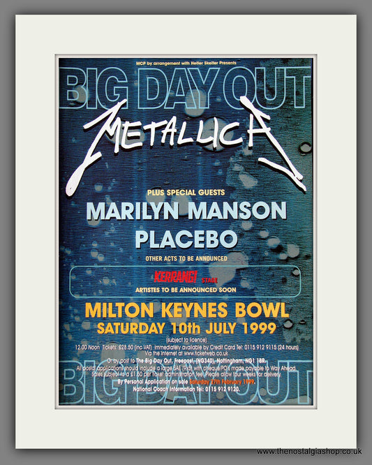 Metallica. Big Day Out. Milton Keynes 1999 Original Advert (ref AD55588)