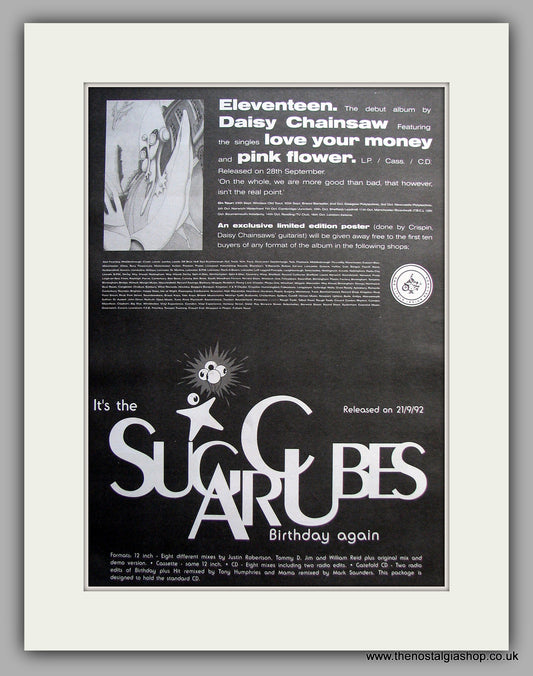 Sugar Cubes - Birthday Again. Original Vintage Advert 1992 (ref AD11104)