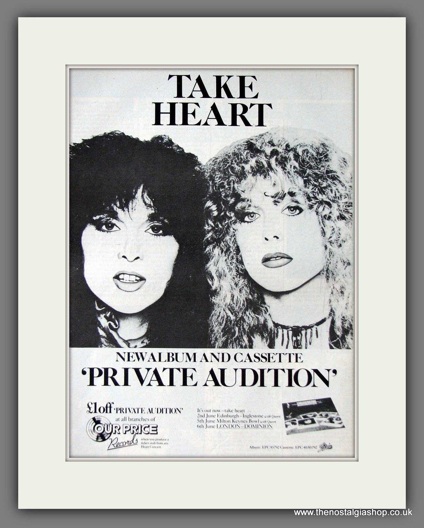 Heart. Private Auditions. 1982. Original Advert (ref AD55633)