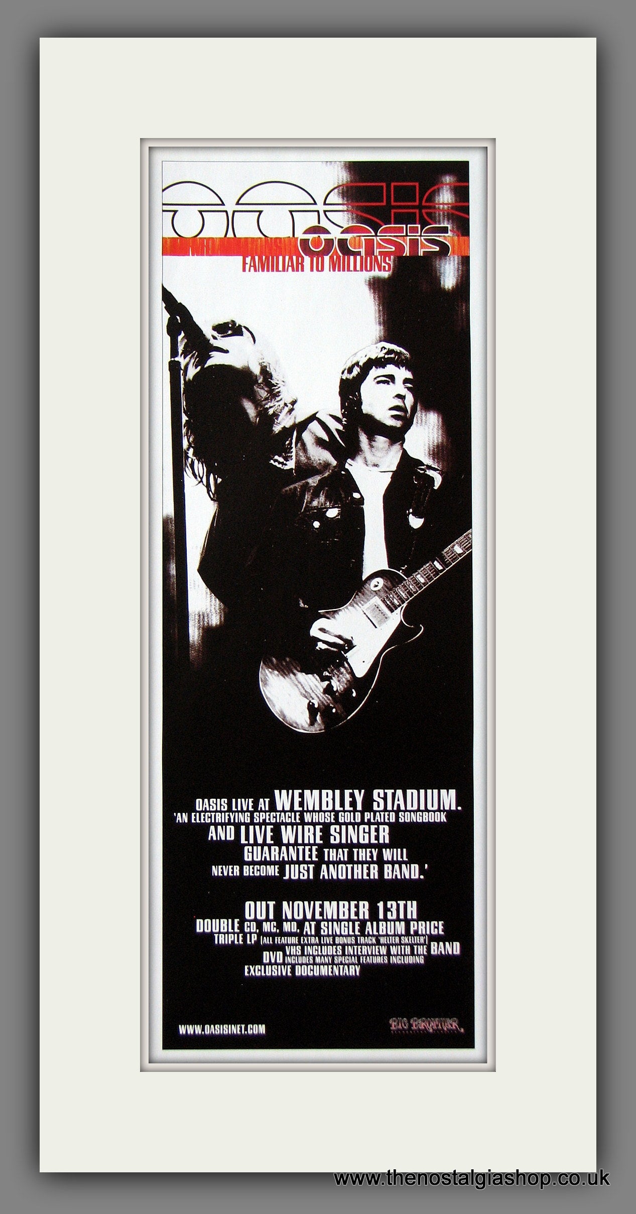 Oasis. Live At Wembley Stadium. Original Music Advert 2000 (ref AD55533)