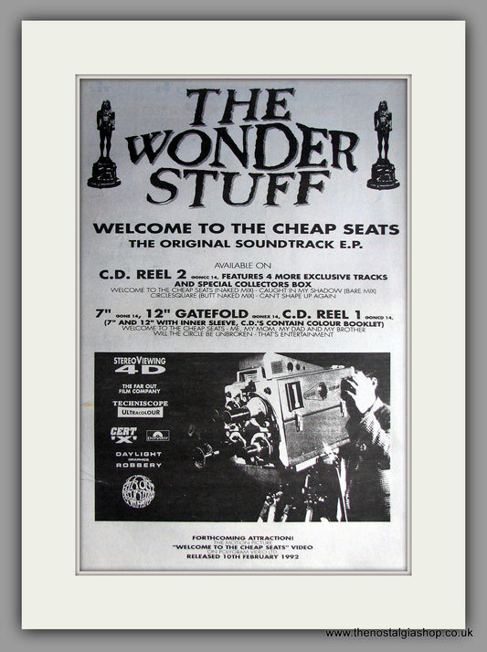 Wonder Stuff (The) - Welcome To The Cheap Seats. Original Vintage Advert 1992  (ref AD11180)