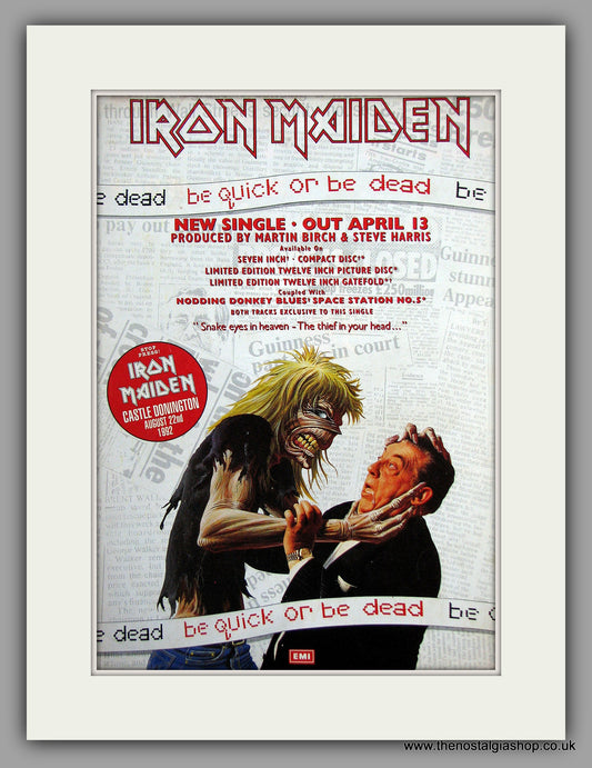 Iron Maiden. Be Quick Or Be Dead. 1992 Original Advert (ref AD7955)