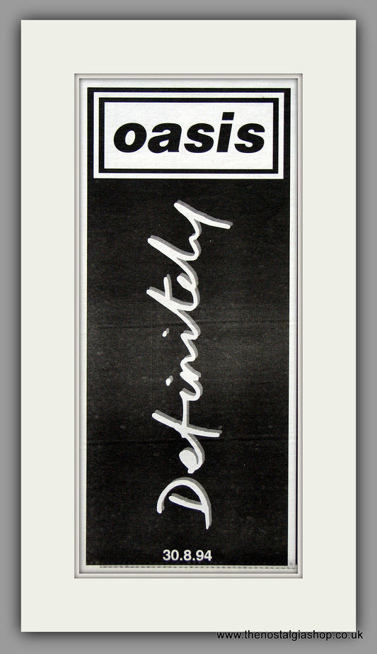 Oasis Definitely Maybe.  1994 Double Original Advert (ref AD7967)