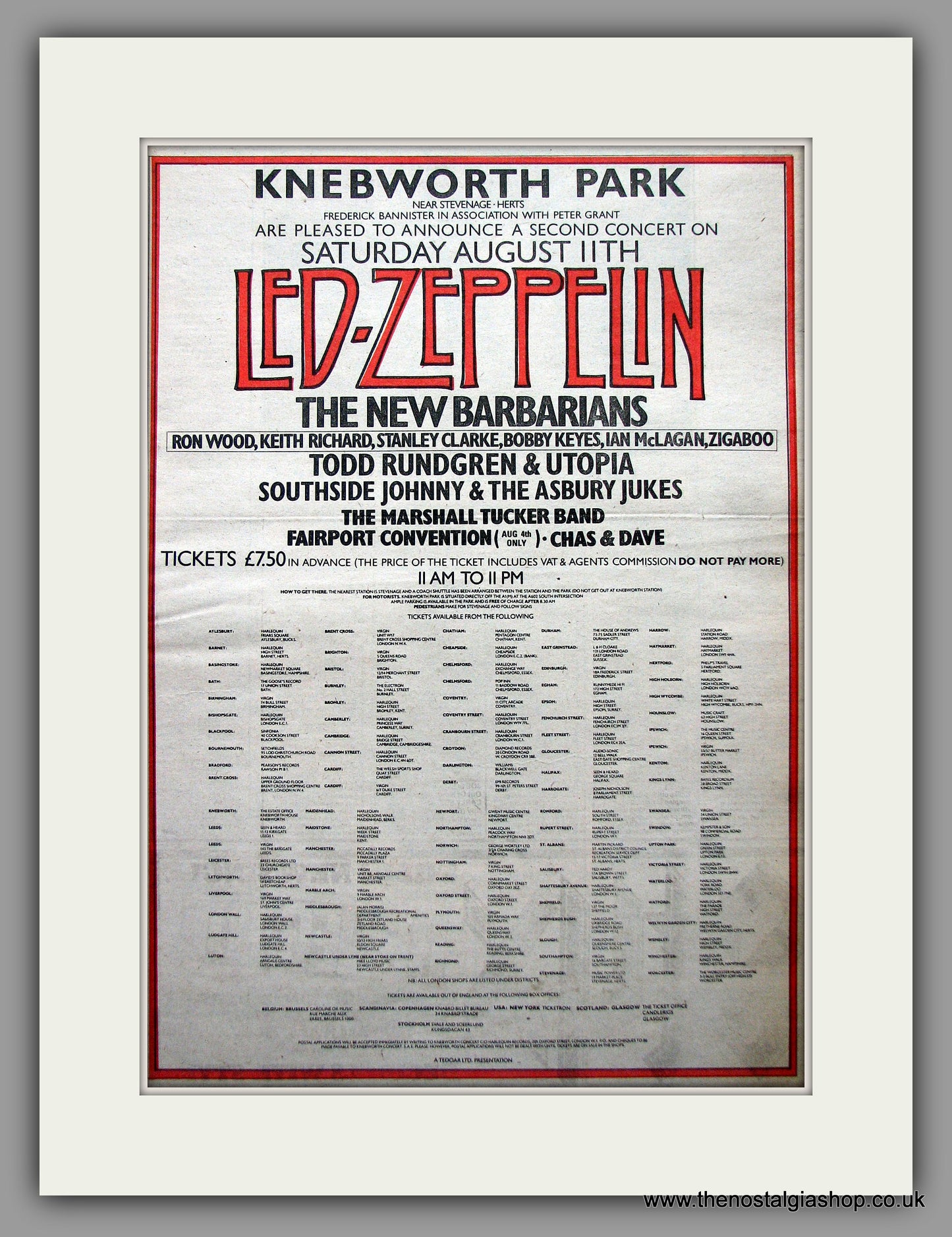 Led Zeppelin. Knebworth Park. Original Vintage Advert 1979  (ref AD11148)