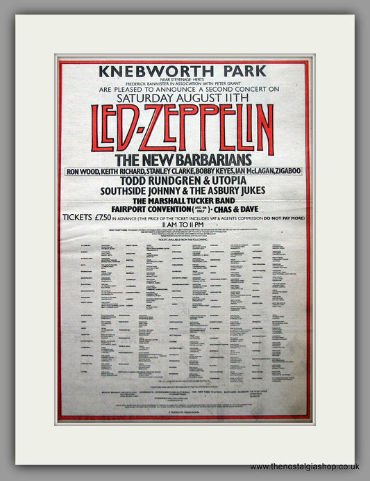 Led Zeppelin. Knebworth Park. Original Vintage Advert 1979  (ref AD11148)