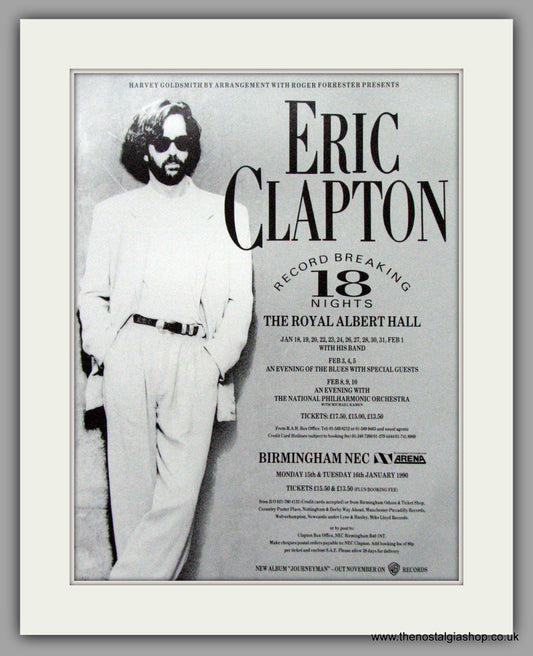 Eric Clapton. Tour Royal Albert Hall. Original Vintage Advert 1989 (ref AD50226)