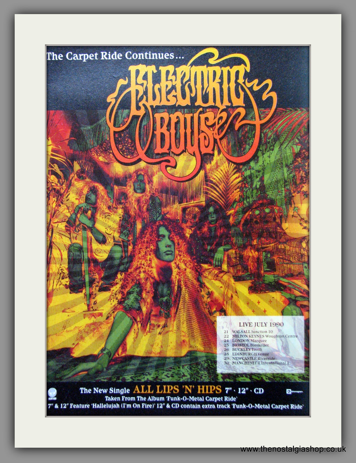 Electric Circus, Carpet Ride Tour Dates. Original Advert 1990 (ref AD50241)