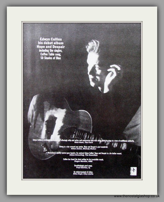 Edwyn Collins - Hope And Despair. Original Advert 1989 (ref AD50254)