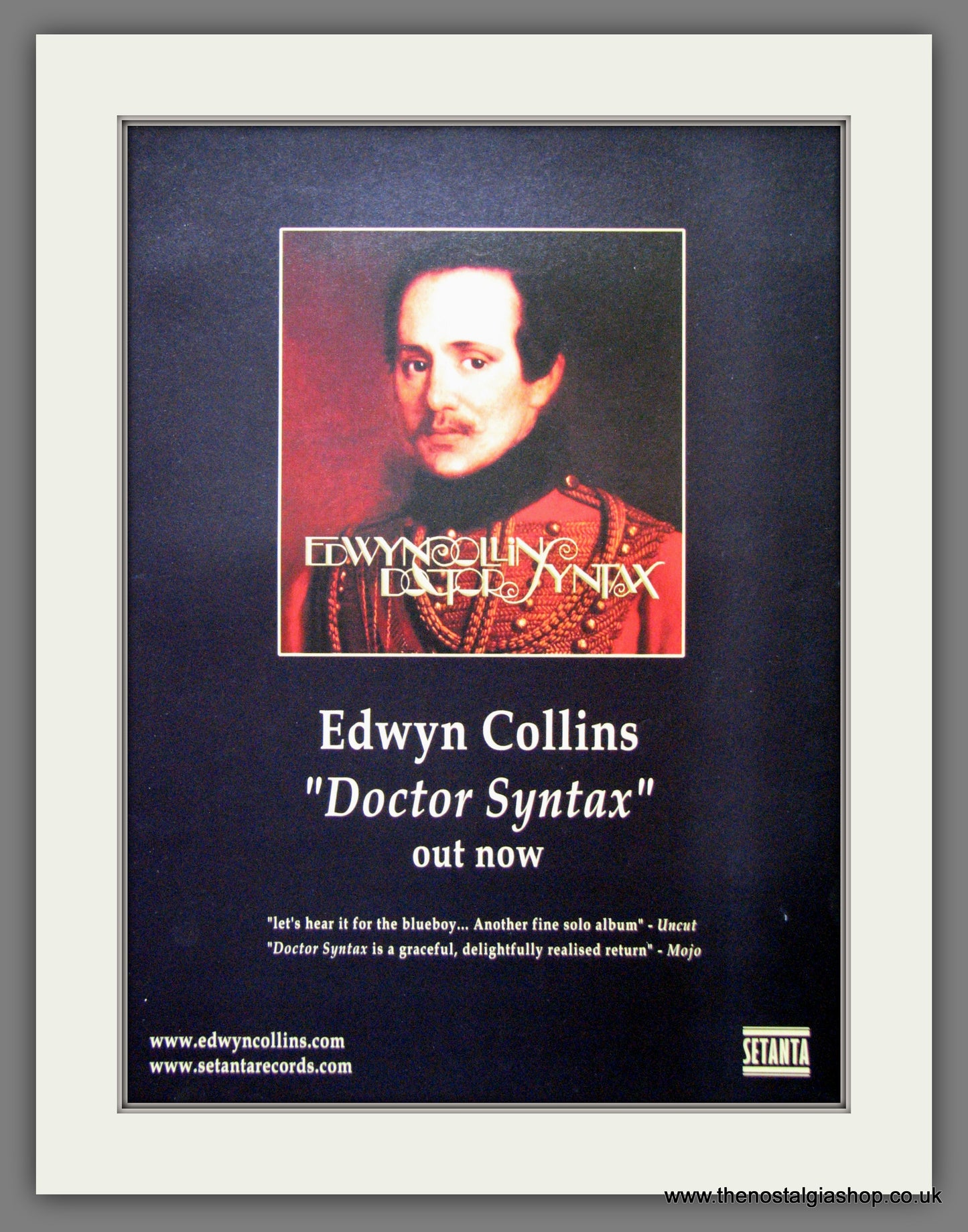 Edwyn Collins - "Doctor Syntax". Original Advert 2002 (ref AD50257)