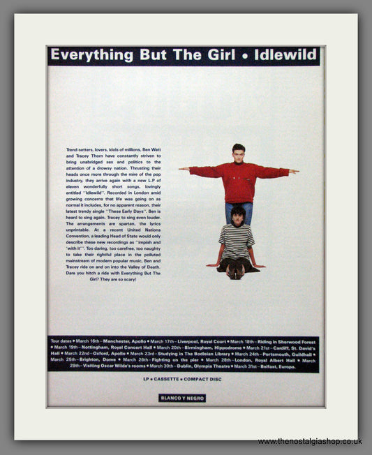 Everything But The Girl - Idlewild Plus Tour Dates. Original Advert 1988 (ref AD50260)