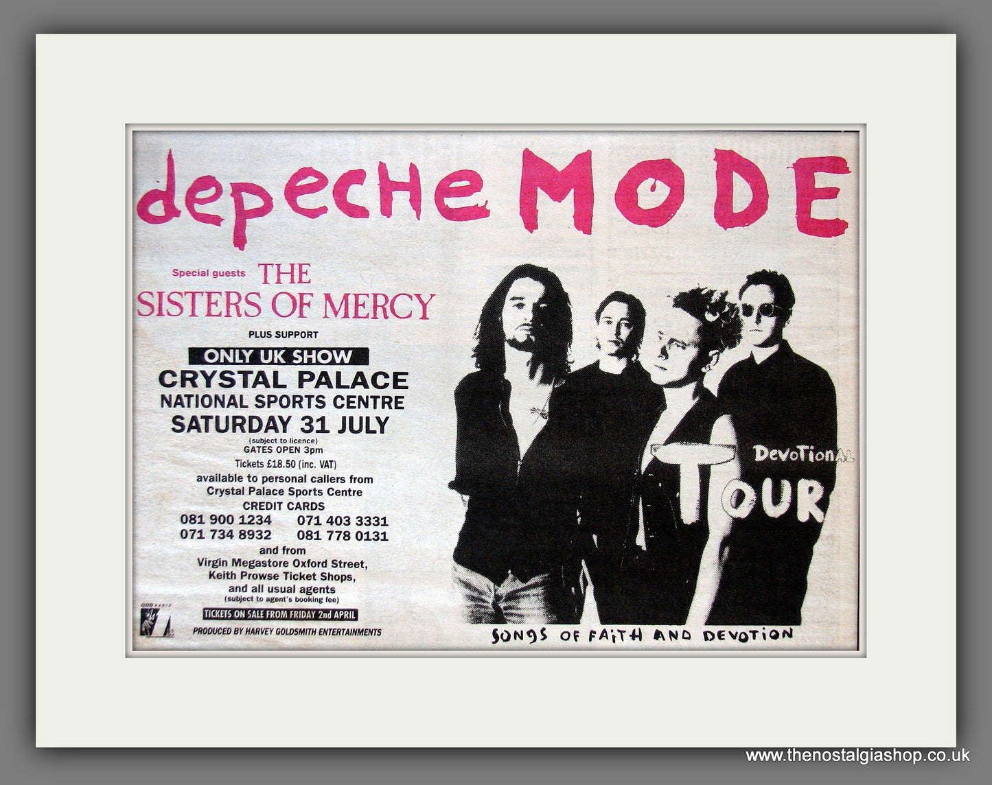 Depeche Mode. Devotional Tour. Vintage Advert 1993 (ref AD55658)