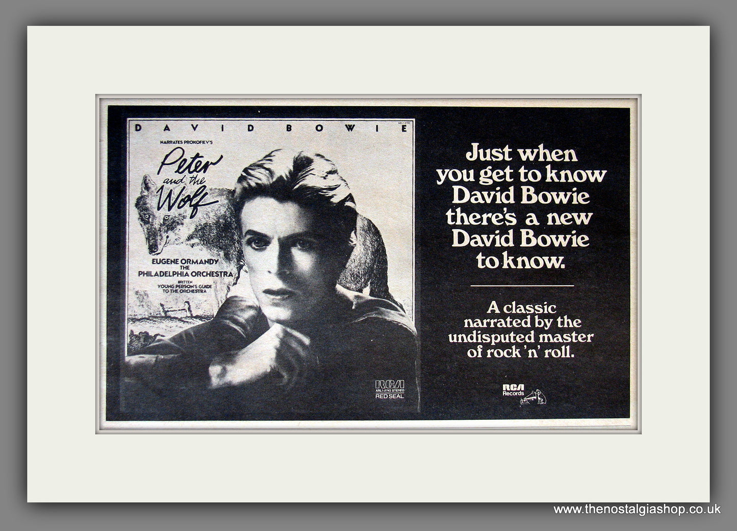 David Bowie. Narrates Peter And The Wolf. Vintage Advert 1978 (ref AD55668)