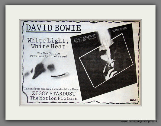 David Bowie. White Light, White Heat. Vintage Advert 1983 (ref AD55669)