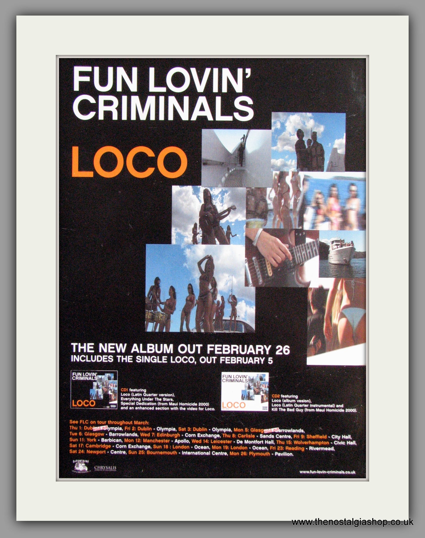 Fun Lovin' Criminals - Loco+Tour Dates. Original Advert 2001 (ref AD50278)