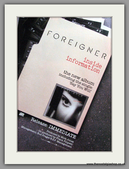 Foreigner - Inside Information. Original Advert 1987 (ref AD50288)